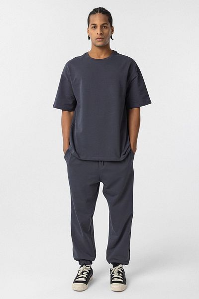 VAMOSCLO Basic Oversize Tracksuit Set with Elastic Legs Smoked