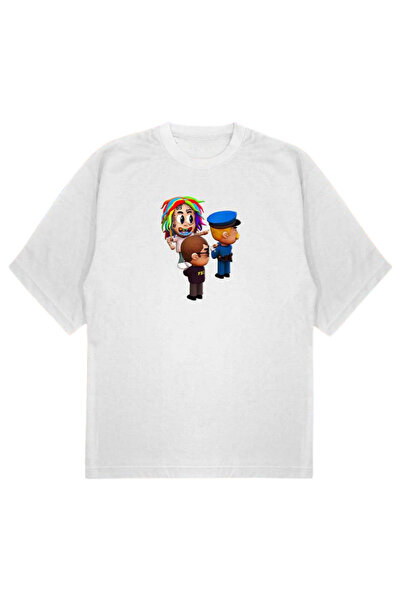 SVART WEAR 6IX9INE POLICE-BYZ ОVERSIZE тениска БЯЛА
