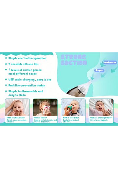 COOYA Electric Baby Nasal Aspirator, Nasal Congestion, Anti-backflow Nose Vacuum Cleaner For Newborns