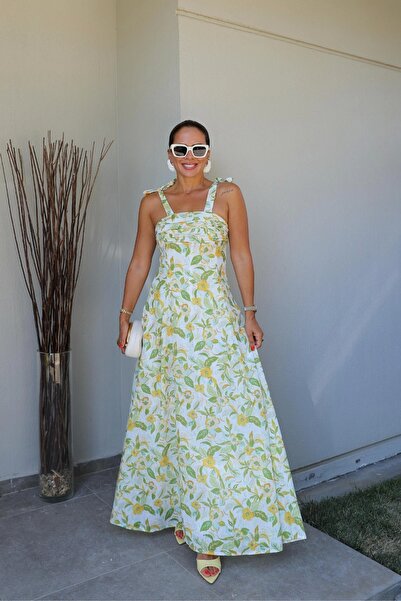 Purple by Banu Ekru Göğüs Drape Detay Omuz Bağlamalı Elbise