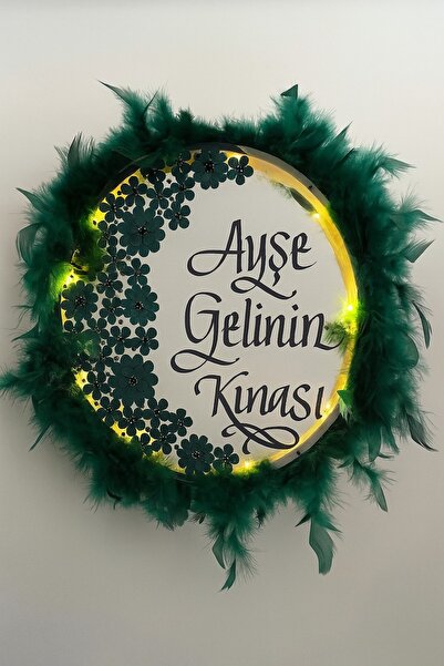 Evsay İsimli Ledli Gelin Tefi 3Boyut Taşlı Tüylü, Düğün Kına Nedime Bride Parti Defi Çalgılı Alet Zilli