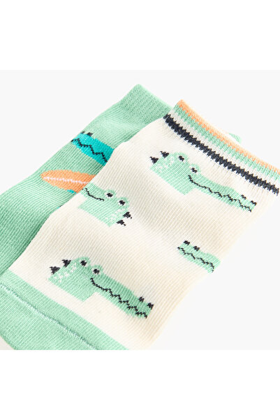 Juniors Alligator Print Ankle Length Socks - Set of 2