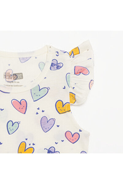 ebebek Hello Baby Hellobaby Basic Girl Heart Patterned Undershirt T-Shirt Baby Girl