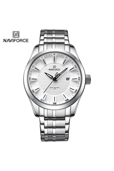 Naviforce Luxury Stainless Steel Watch for Men with Quartz Movement Date Display and Water Resistance