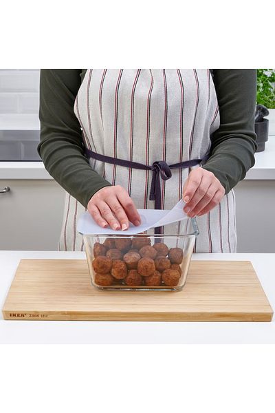 IKEA Food container with lid, rectangular glass/silicone, 1.8 l