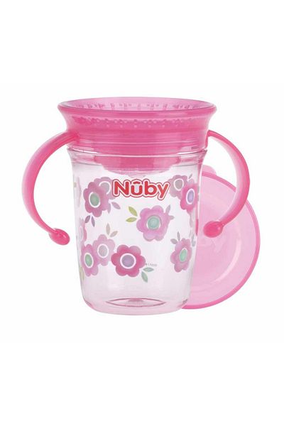 Nuby Cup with handles, Nuby, 360 degrees, Tritan, 240 ml, 6 months+, Pink