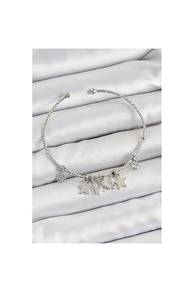 Skygo Brass Zircon Stone Butterfly and Star Model Silver Color Charm Bracelet - Tj-Bb7345