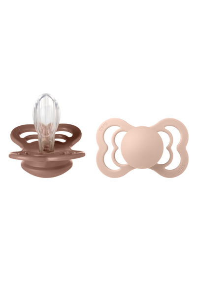 Bibs Set 2 suzete silicon, BIBS Supreme, tetina simetrică, 6 luni+, Blush/Woo...