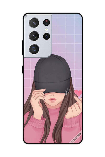 Covernex غطاء حماية لهاتف سامسونج جالاكسي S21 ألترا سناب لوف، قبعة سوداء للبنات