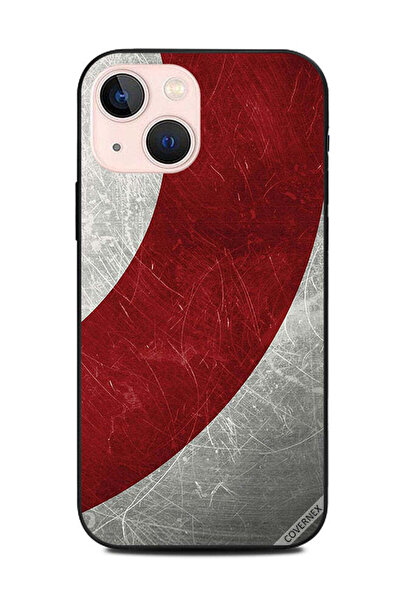 Covernex غطاء حماية لهاتف Apple iPhone 13 Mini بنمط خطوط دائرية باللون الأحمر...