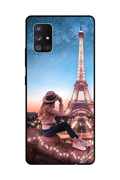 Covernex غطاء حماية لهاتف سامسونج جالاكسي A71 - فتاة القبعة البنية وبرج إيفيل