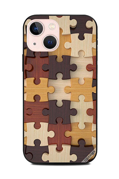 Covernex غطاء حماية لهاتف Apple iPhone 13 Mini باللون البني بنمط ألعاب خشبية
