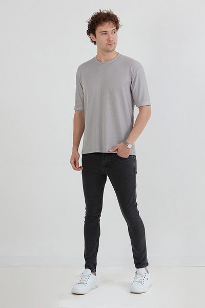 Fulla Moda Βασικό μπλουζάκι Jacquard Crew Neck