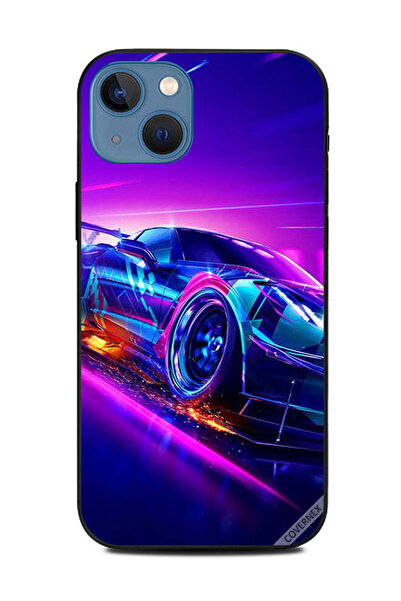 Covernex غطاء حماية لهاتف أبل آيفون 13 - إضاءة سيارة وردية زرقاء