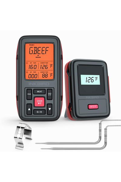 Inkbird Wireless Meat Thermometer for Grilling, 500FT Dual Probes Smoker Temp Thermometer with Alarm