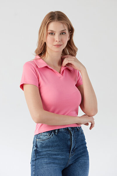 Fulla Moda Basic Polo T-Shirt με λαιμόκοψη
