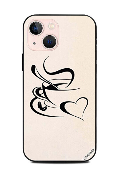 Covernex غطاء حماية لهاتف Apple iPhone 13 Mini بتصميم فنجان شاي وفن على شكل قلب