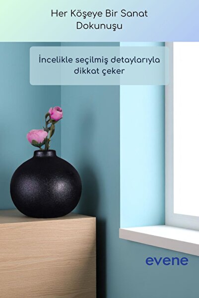 Evene Vazo Küçük Vazo Masa Üstü Vazo Ev Dekorasyon Vazo Siyah Renk Model 66