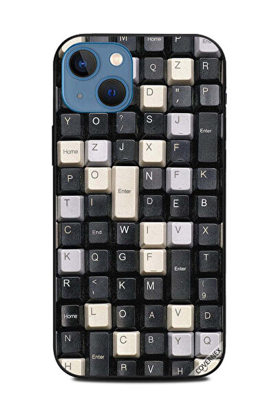 Covernex غطاء حماية لجهاز Apple iPhone 13 مع أزرار لوحة مفاتيح باللونين الأبي...
