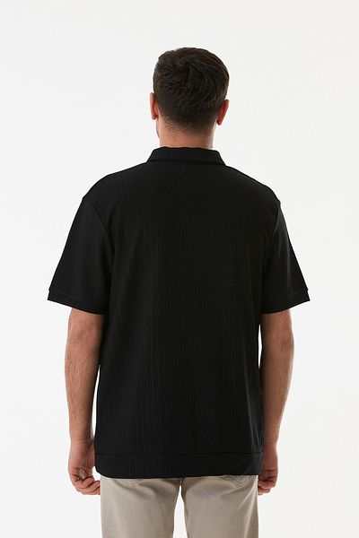 Fulla Moda Μπλουζάκι ζακάρ με μισό φερμουάρ Polo γιακά