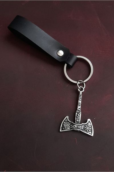 BSN Store Ax Valknut Figure Genuine Leather Keychain Gift Keychain