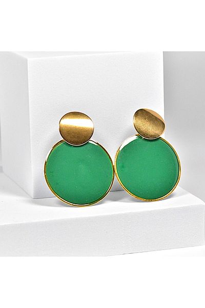 NARRU NARRU handmade earrings, round, green and gold, Asha 27