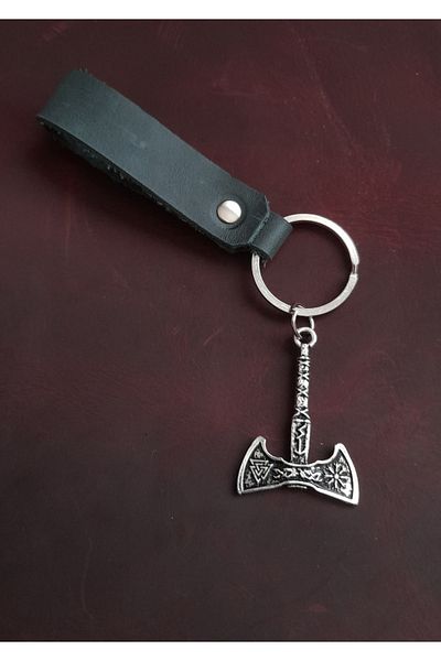 BSN Store Ax Valknut Figure Genuine Leather Keychain Gift Keychain