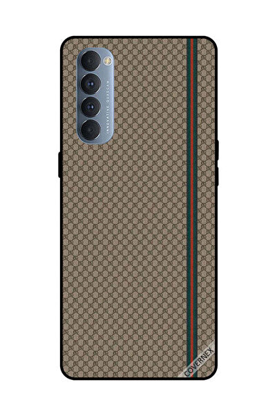 Covernex غطاء حماية لهاتف Oppo Reno 4 Pro بخطوط حمراء وخضراء على نمط بني