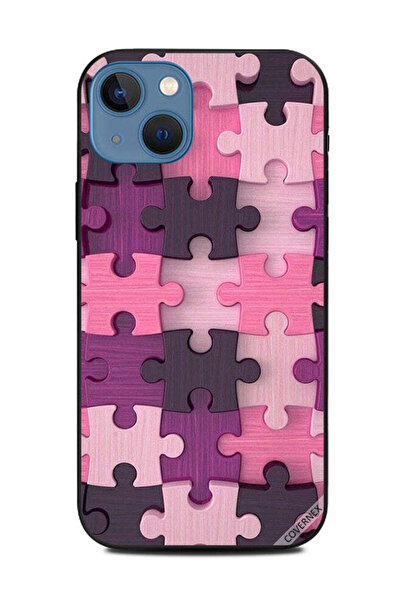 Covernex غطاء حماية لهاتف أبل آيفون 13 - وردي - نمط ألعاب خشبية