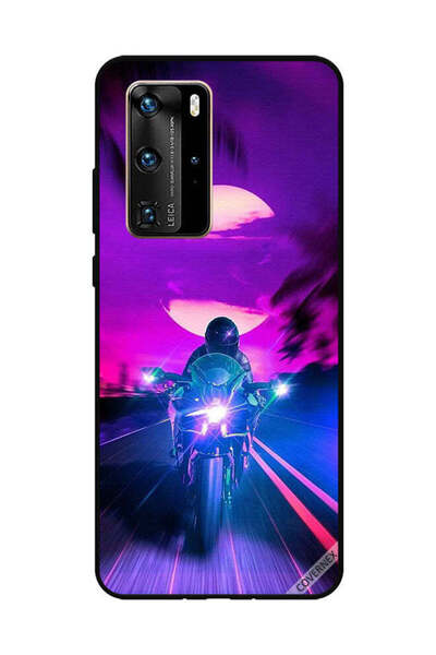 Covernex غطاء حماية لهاتف هواوي P40 برو - راكب الدراجة النارية يترك القمر خلفه