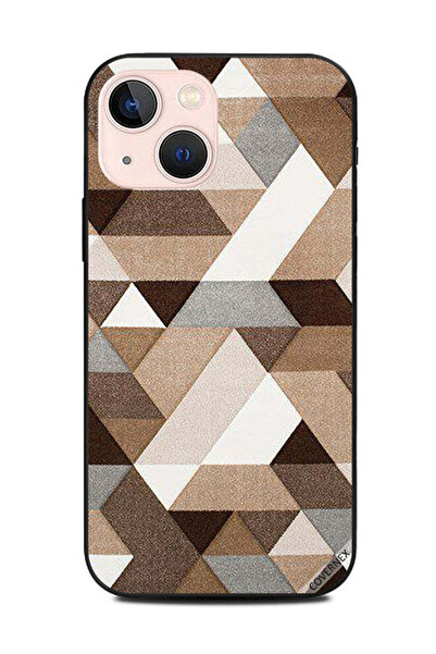 Covernex غطاء حماية لهاتف أبل آيفون 13 ميني، بنقشة أشكال باللونين الأبيض والبني