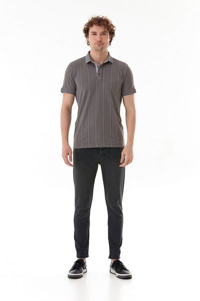 Fulla Moda Μπλουζάκι με ριγέ γιακά Polo Slim Fit