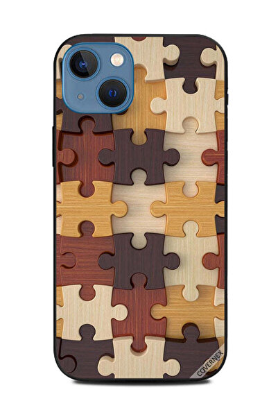Covernex غطاء حماية لهاتف أبل آيفون 13 - بني، بنمط ألعاب خشبية