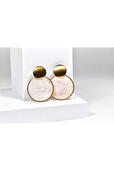 NARRU NARRU handmade earrings, round, pearl white, Asha 26