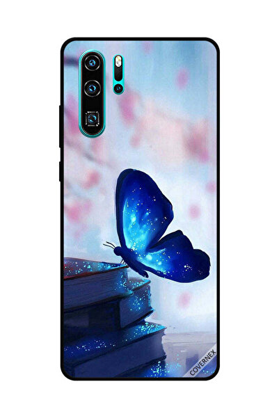 Covernex غطاء حماية لهاتف هواوي بي 30 برو - فراشة زرقاء داكنة على الكتب