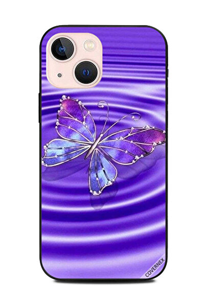 Covernex غطاء حماية لهاتف Apple iPhone 13 Mini - أزرق أرجواني - فراشة