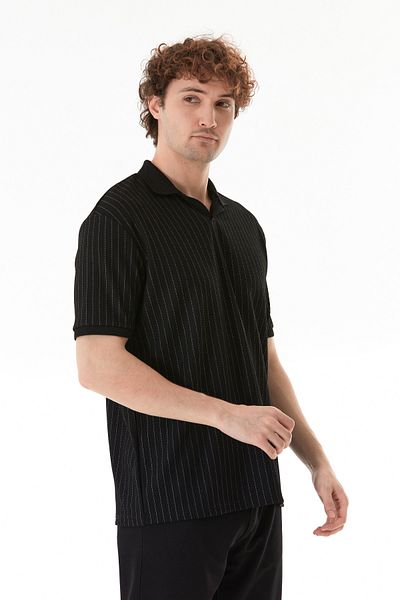 Fulla Moda Μπλούζα Jacquard με Πόλο Γιακά