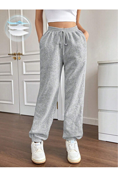 CANDERO Pantaloni de sport pentru femei, gri, largi, supradimensionați, de ca...