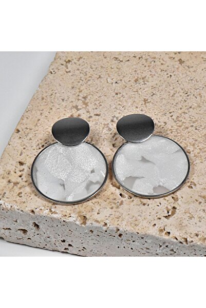 NARRU NARRU handmade earrings, round, pearl white and silver, Asha 12