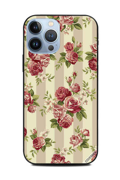 Covernex غطاء حماية لهاتف أبل آيفون 13 برو ماكس مزين بورود وأوراق خضراء على ش...