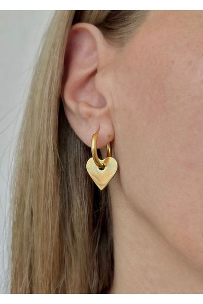 Home Sihra Accessories Dangle Heart Steel Hoop Earrings Gold Color
