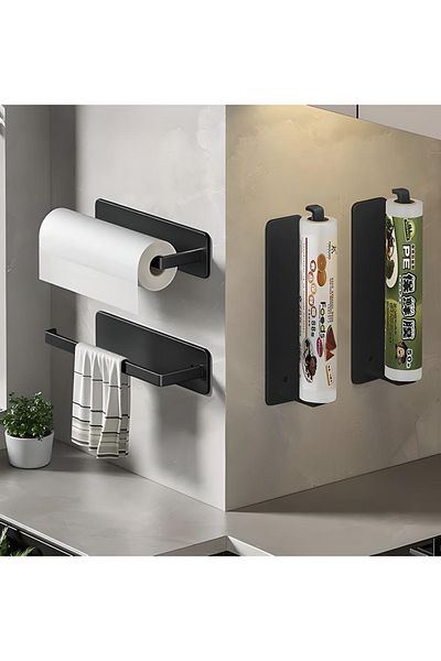 Ruhhy Stainless steel kitchen paper towel holder for wall, towels, 26 cm, with adhesive