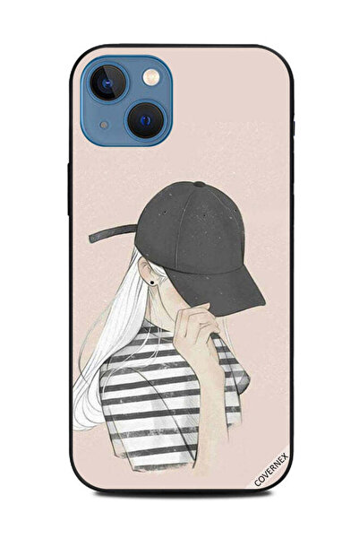 Covernex غطاء حماية لهاتف أبل آيفون 13، قميص بناتي مخطط باللون الأسود