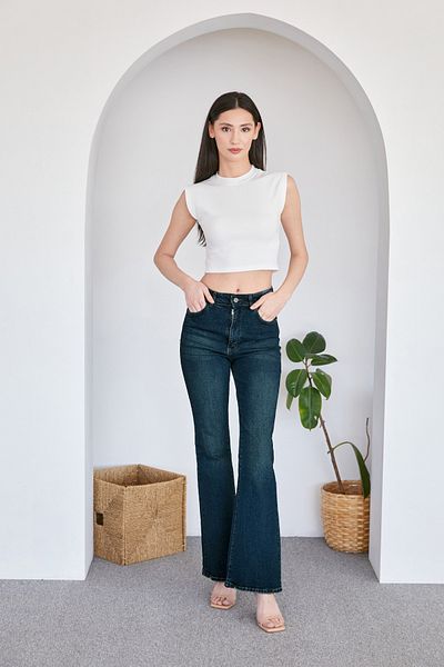 Fulla Moda Tricou crop cu gât cu snur