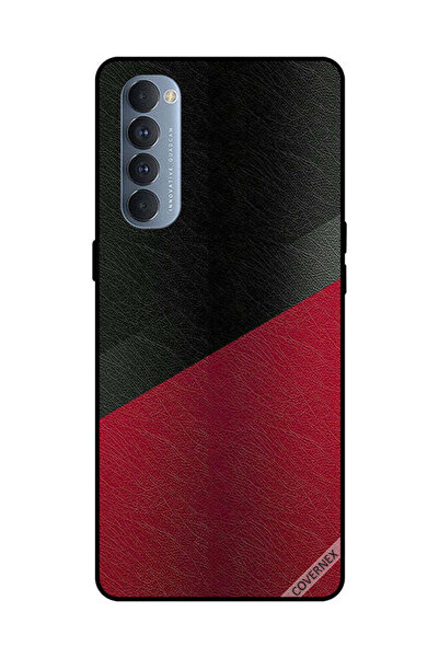 Covernex غطاء حماية لهاتف Oppo Reno 4 Pro بنمط جلدي أسود وأحمر