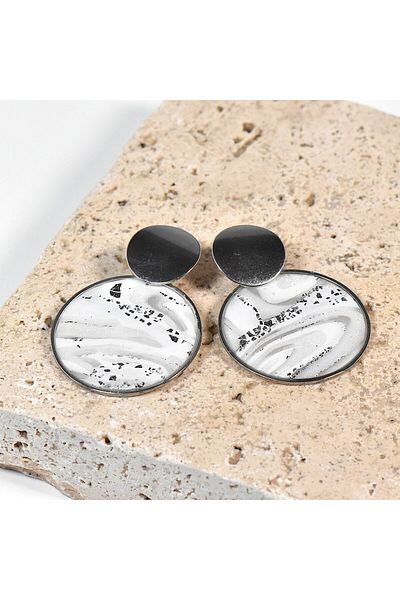 NARRU NARRU handmade earrings, round, white, translucent and silver, Asha 19