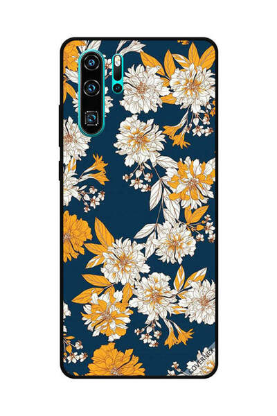 Covernex غطاء حماية لهاتف هواوي بي 30 برو بنقشة زهور وأوراق صفراء وبيضاء