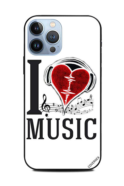 Covernex غطاء حماية لهاتف Apple iPhone 13 Pro Max I Love Music Red Heart