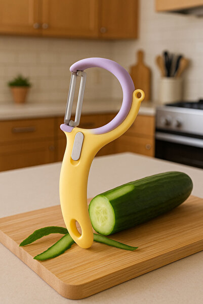 SİHİRLİ AYAKLAR Pastel Colored Plastic Handle Luxury Side Peeler Vegetable Tomato Potato Peeler 17 cm