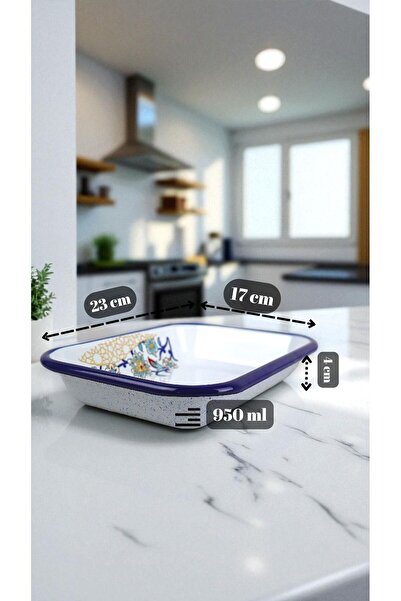 İnci Emaye No. 22 Enameled Square Plate Appetizer Breakfast Camping Picnic